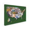 Trademark Fine Art Masters Fine Art 'USA License Plate Map on Billiard Green' Canvas Art, 24x32 MA00879-C2432GG